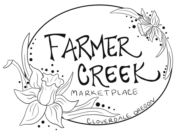 Logo for Farmer Creek Marketplace in Black with a clear background